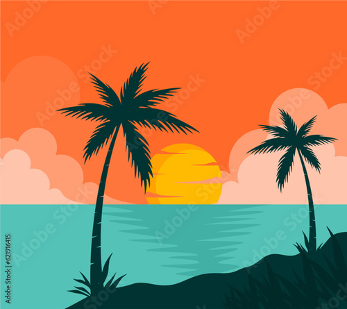 palm tree on the beach view landscape background