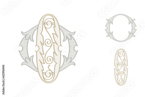 O letter wedding monogram creator kit. Elegant historical style alphabet for party invitations. This set includes Wide and Narrow capitals for your own emblem. Find full set in my profile.