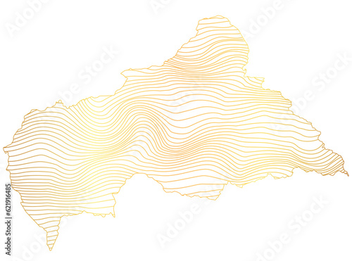 abstract map of Central African Republic  - vector illustration of striped gold colored map	