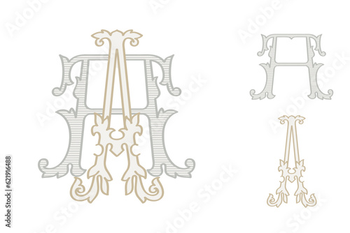 A letter wedding monogram creator kit. Elegant historical style alphabet for party invitations. This set includes Wide and Narrow capitals for your own emblem. Find full set in my profile.