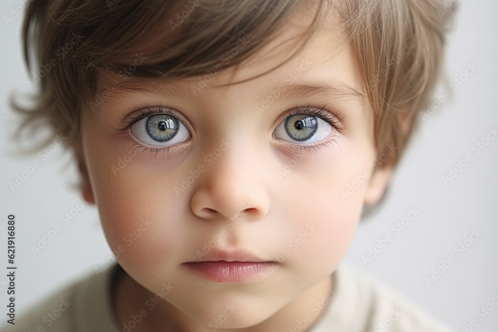 portrait of cute child with big eye. Generative Ai