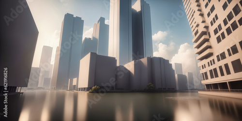 Panoramic view of futuristic morden city skyline. 