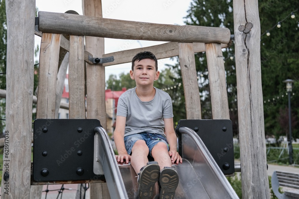Portrait of a boy playing on the playground Portrait of a boy playing on the playground