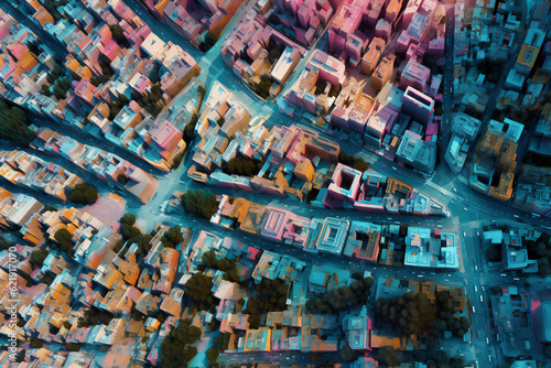 GIS digital representation of city urban areas, including roads and suburbs, created through the generative ai