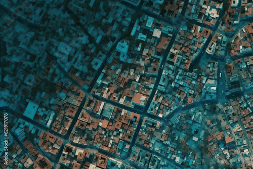 GIS digital representation of city urban areas, including roads and suburbs, created through the generative ai