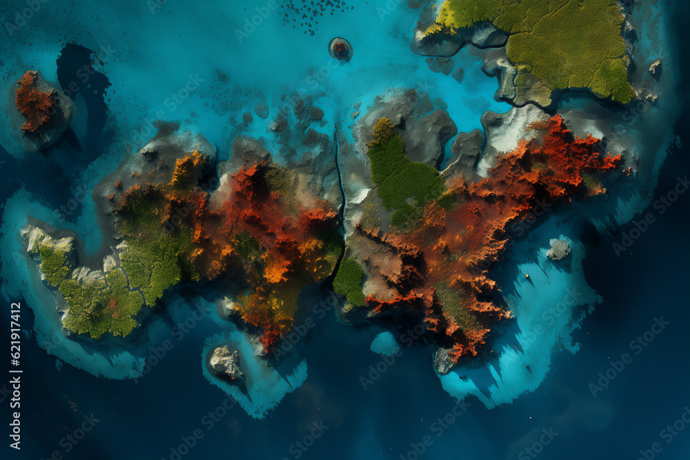 Fototapeta premium Islands gis data. Satellite map created by generative ai