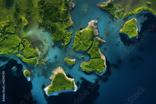 Islands gis data. Satellite map created by generative ai