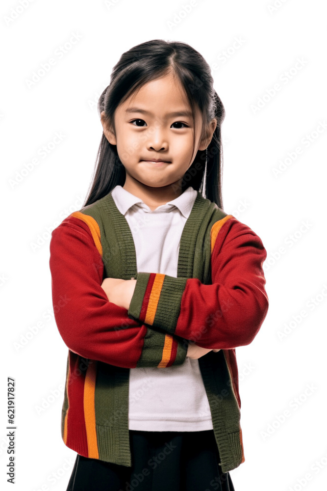 A young asia girl with her arms crossed A young asia girl with her arms crossed