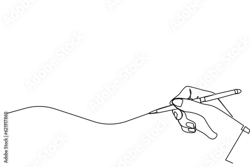 One line hand writing continuous line drawing hand with pen line art illustration