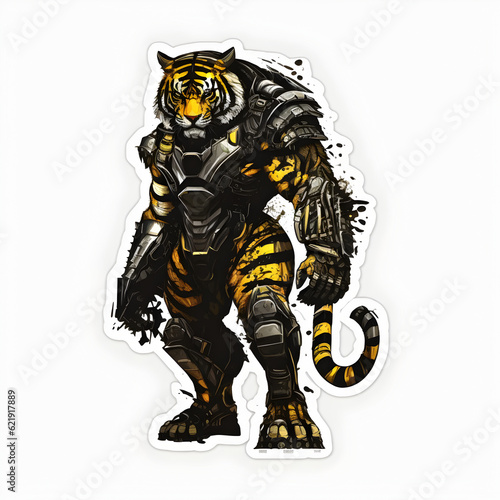 illustration of a warrior, tiger, futuristic © Syed