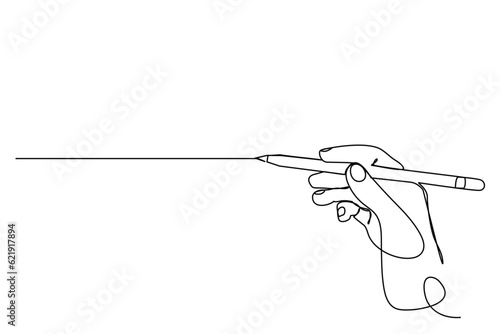 One line hand writing continuous line drawing hand with pen line art illustration