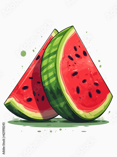 Watermelon slices vector illustration isolated on white background.