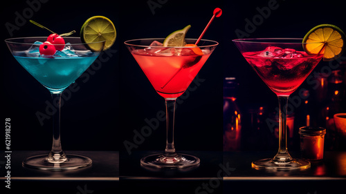 Wallpaper Mural 3 cocktails in different colors. Generative AI Torontodigital.ca
