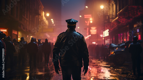 Police man in the city. Generative Ai