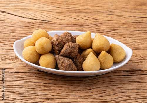 Coxinha  kibbeh and cheese balls  typical brazilian snacks
