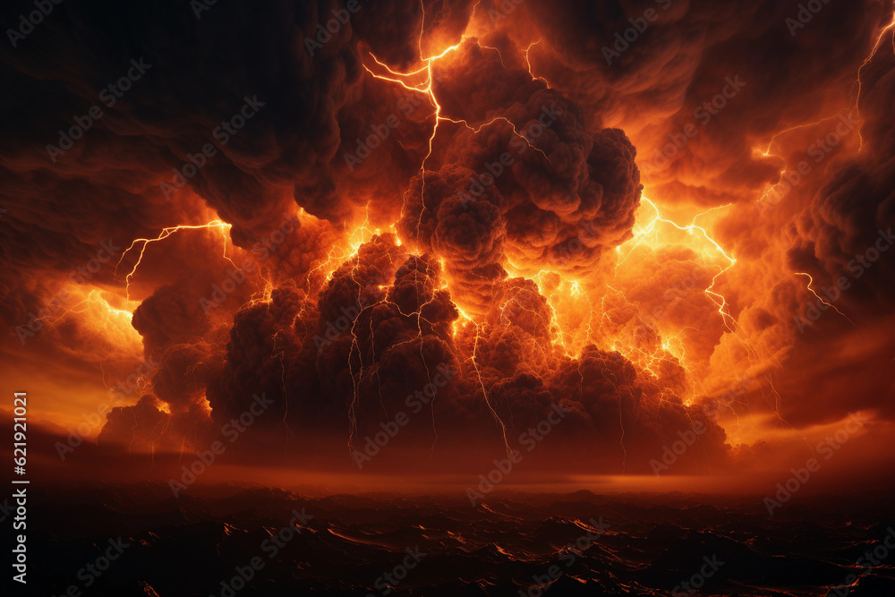 Being close to a stormy sky with multiple cloud / sky to ground lightning strikes, lightning everywhere, crazy natural event Being close to a stormy sky with multiple cloud / sky to ground lightning strikes, lightning everywhere, crazy natural event