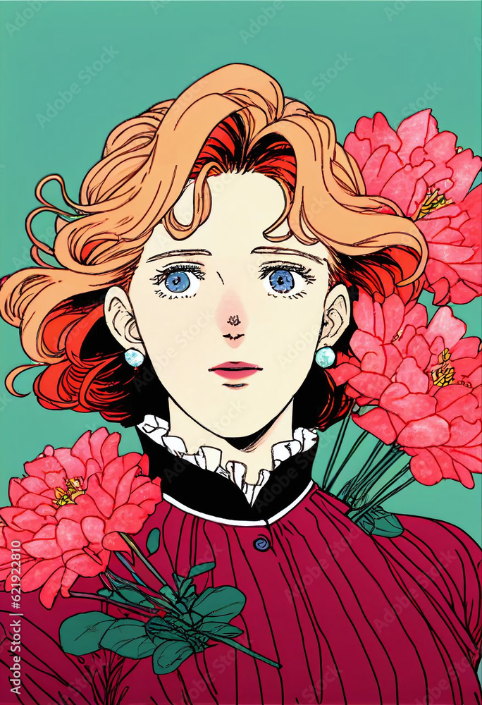 portrait of a girl with flowers portrait of a girl with flowers