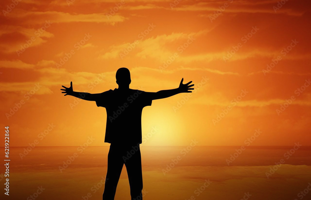 silhouette of a person with arms outstretched