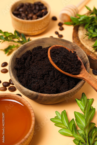 Concept of skin and face care  coffee scrub