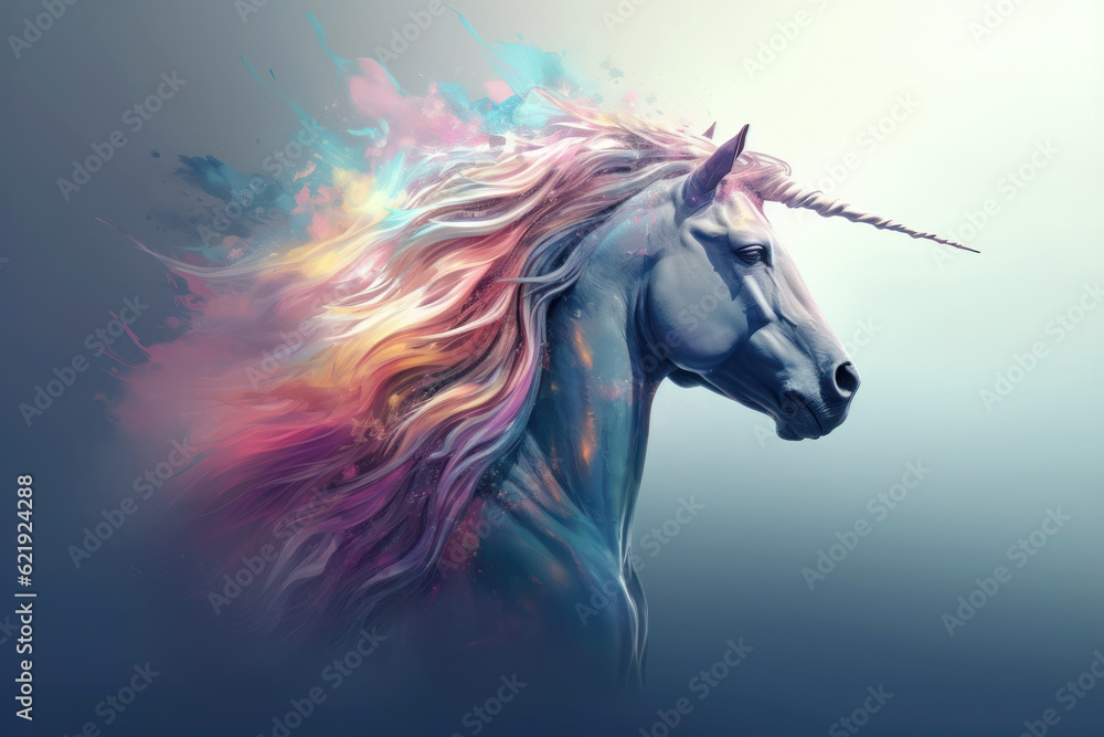 Unicorn in the sky. AI generated Unicorn in the sky. AI generated