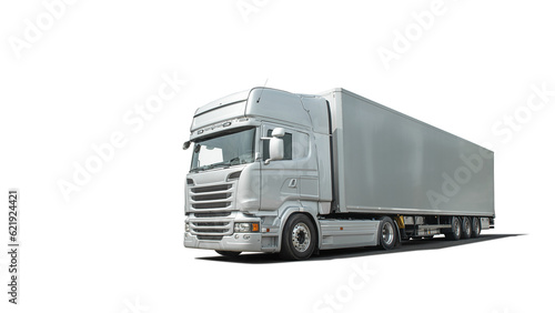 big delivery truck isolated on free PNG Background. cargo transport vehicle.