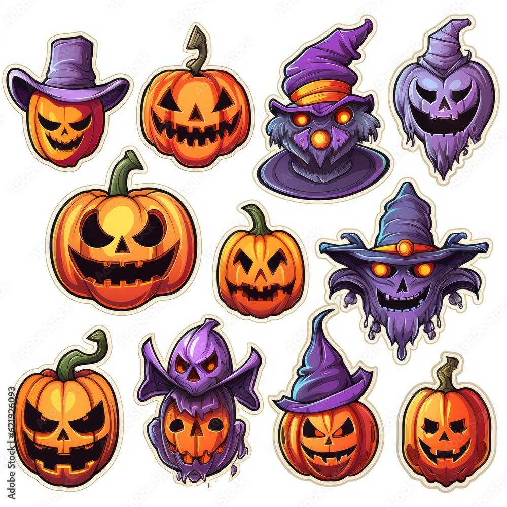 set of Halloween sticker isolated on white background set of Halloween sticker isolated on white background