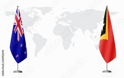 New Zealand and East Timor flags for official meeting