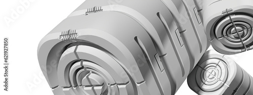 Sci-fi objects Advanced agricultural structures Gray abstract, elegant and modern 3D rendering image