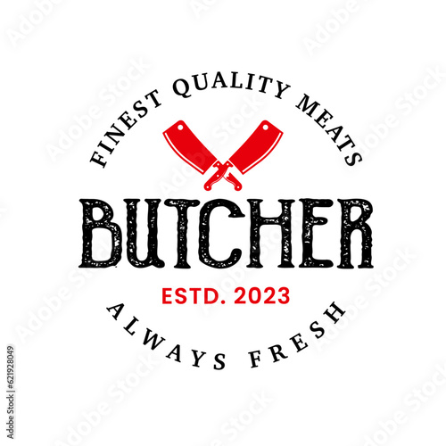 Vintage butchery logo design template isolated. Butchery ornament logo vector design element