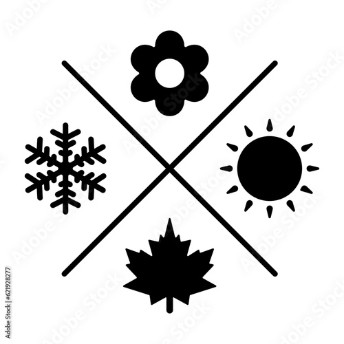 Set of season icon, winter spring summer autumn illustration