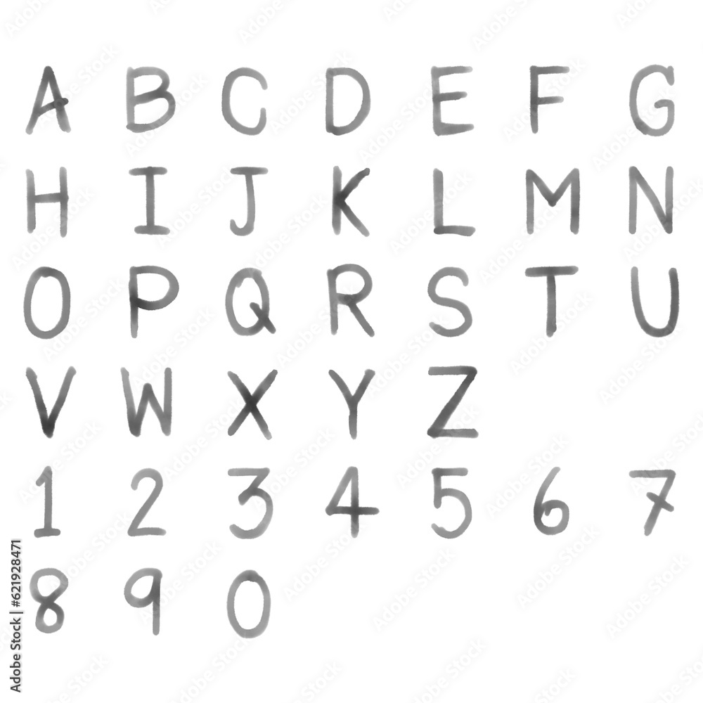 Font Handwriting A-Z Freestyle Drawing Number Font Handwriting A-Z Freestyle Drawing Number