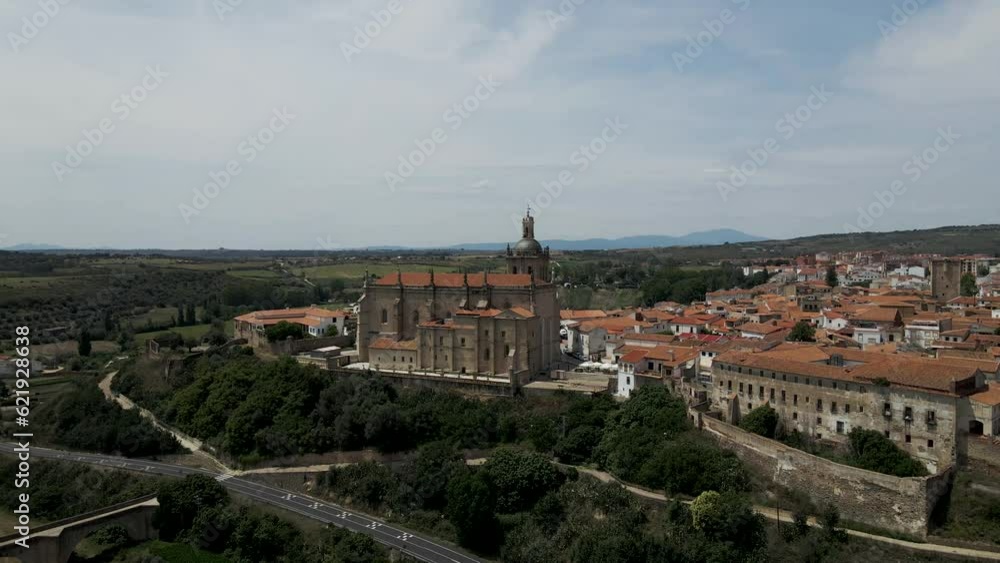 Aerial view of the Cathedral of Saint Mary in Coria, a small town in Caceres, Spain. Aerial view of the Cathedral of Saint Mary in Coria, a small town in Caceres, Spain.