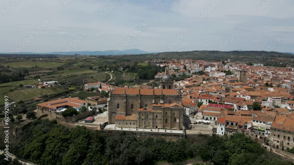 Aerial view of the Cathedral of Saint Mary in Coria, a small town in Caceres, Spain. Aerial view of the Cathedral of Saint Mary in Coria, a small town in Caceres, Spain.