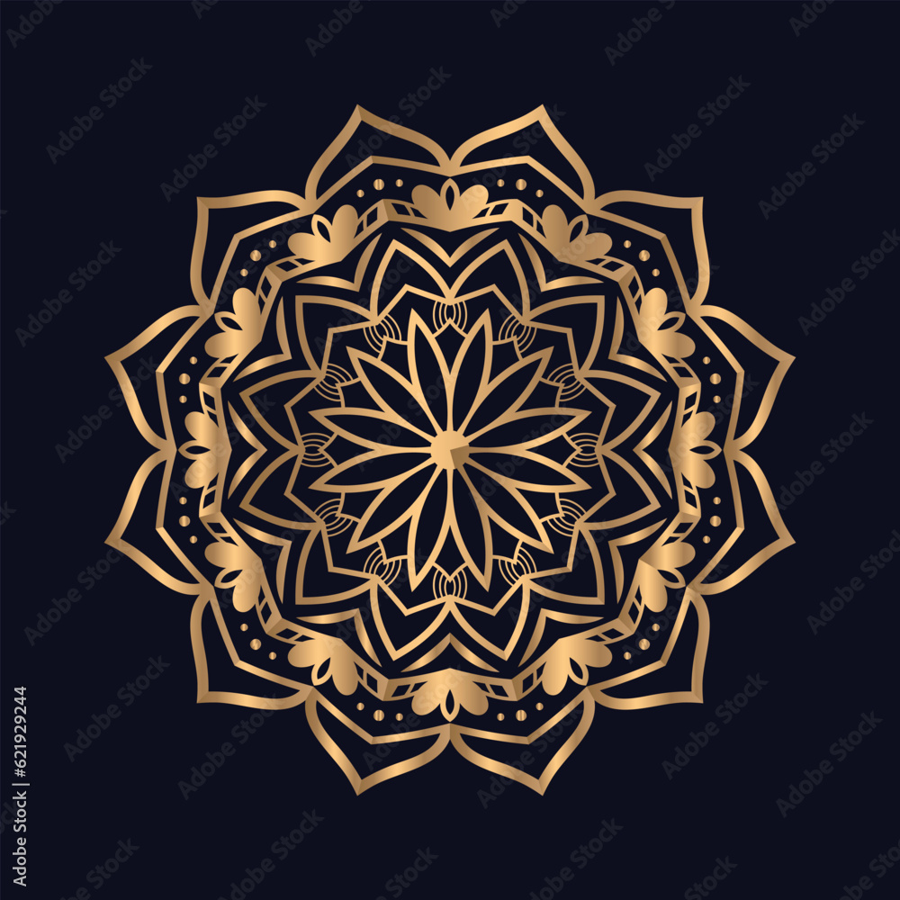 Golden mandala background with arabic islamic pattern illustration icon vector