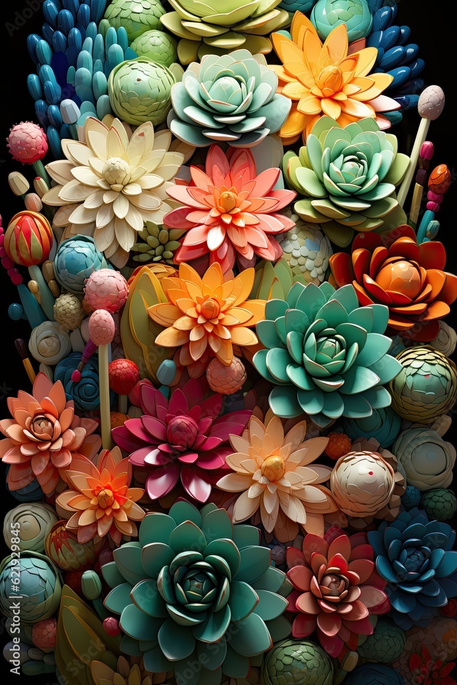 cactus flowers background colorful