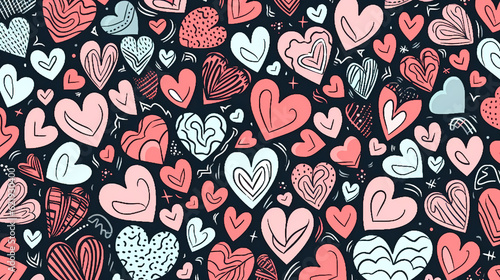 Background with hearts for Valentine's Day, generative AI.