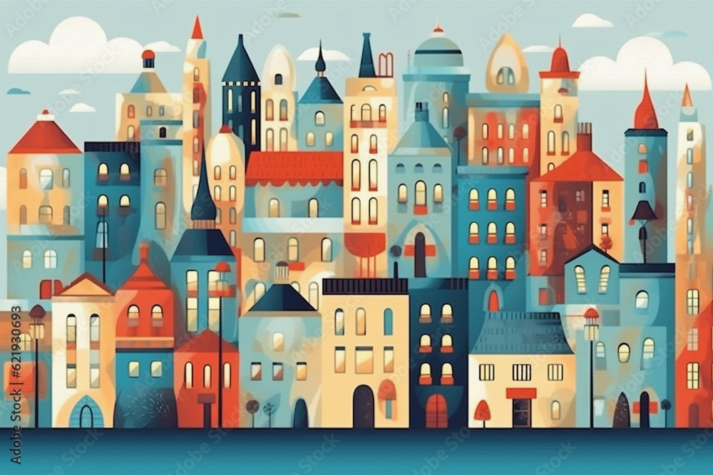 Naklejka premium City Background Generative AI