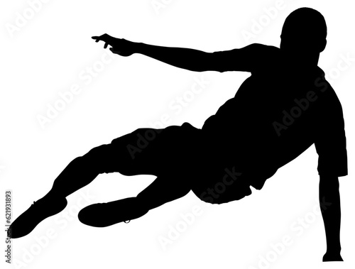 Digital png silhouette image of male football player on transparent background