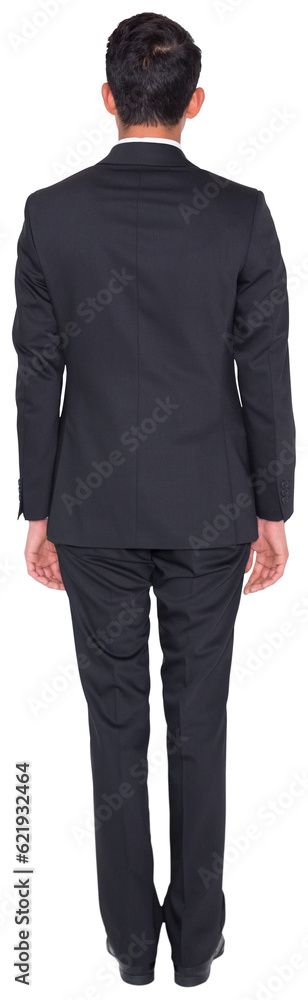 Digital png photo of back view of asian businessman looking ahead on transparent background Digital png photo of back view of asian businessman looking ahead on transparent background