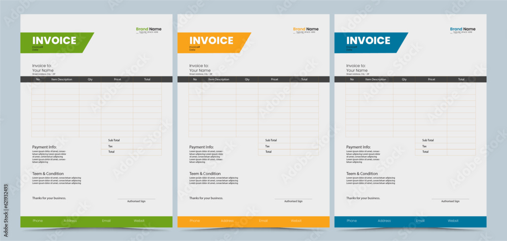 Vector free vector marketing business vertical invoice template design
