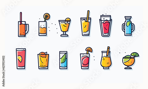 Line symbols about alcoholic beverages. Drinks. Line symbol on a straightforward foundation with editable stroke.