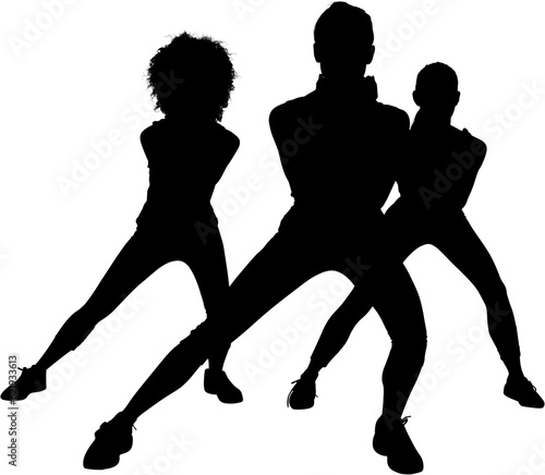 Digital png silhouette image of women exercising on transparent background