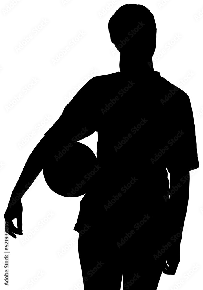 Digital png silhouette image of woman holding ball on transparent background