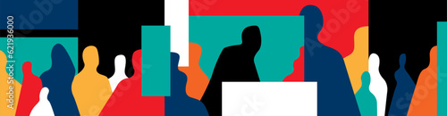 psychology of people abstract vector illustration ,horizontal background flat design element