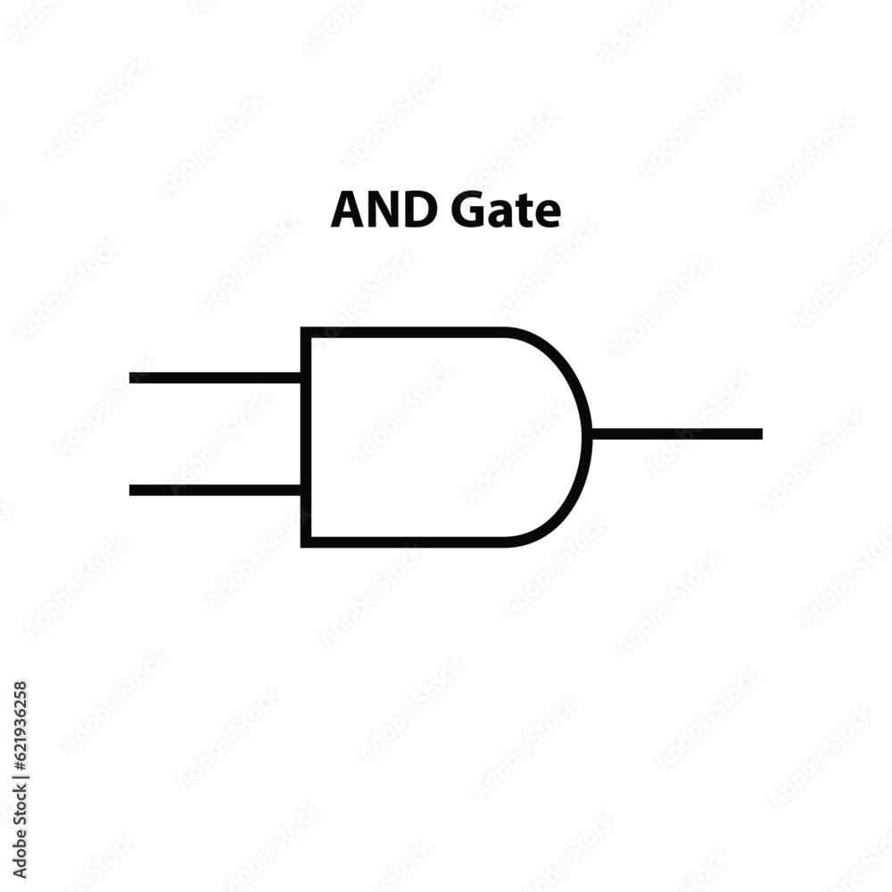 AND Gate. electronic symbol of open switch Illustration of basic