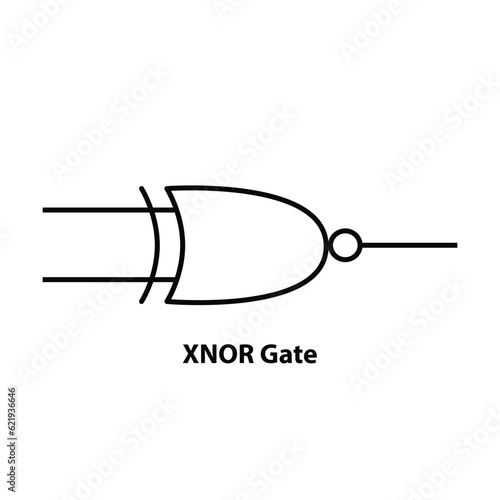 XNOR Gate. electronic symbol of open switch Illustration of basic circuit symbols. Electrical symbols, study content of physics students.  electrical circuits.