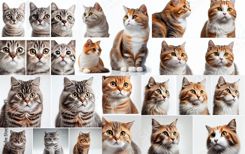 set of cats isolated. set of cats. collection of cats. cute cats on a white background