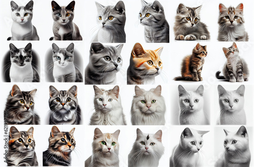 set of cats isolated. set of cats. collection of cats. cute cats on a white background