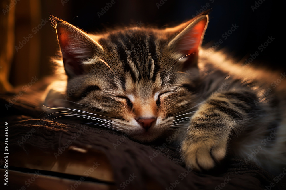 Sleeping cute cat. Generative AI