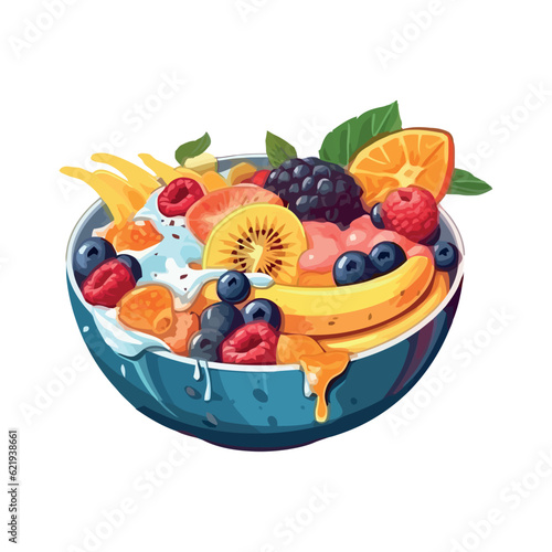 Fresh berry dessert cream and fruits